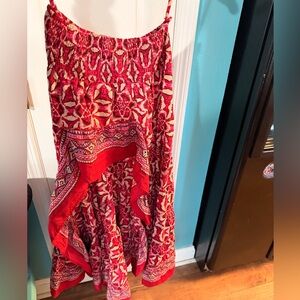 Solitaire Red and White High Low Skirt